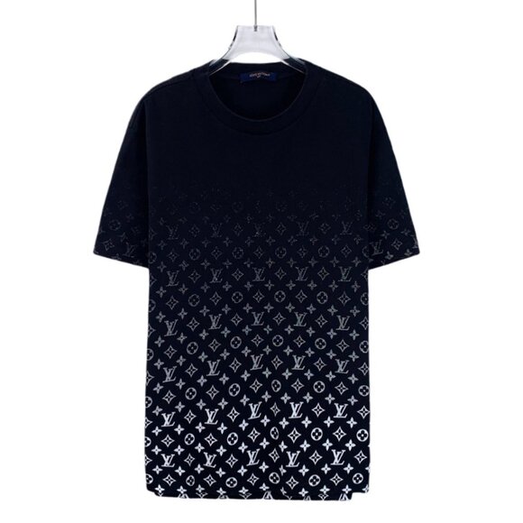 Louis Vuitton 2023 Color-Block Monogram Full-Print Cotton Crew Neck T-Shirt